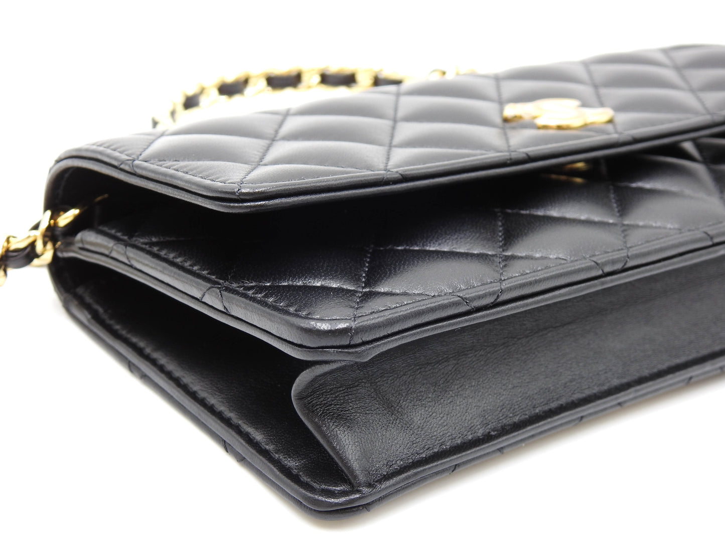 CHANEL Matelasse Chain Phone Holder Shoulder Bag Lambskin Black AP3764