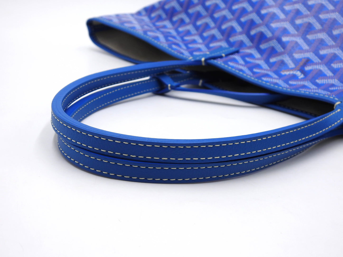 GOYARD Saint Louis PM Shoulder Tote Bag PVC Leather Blue with Pouch