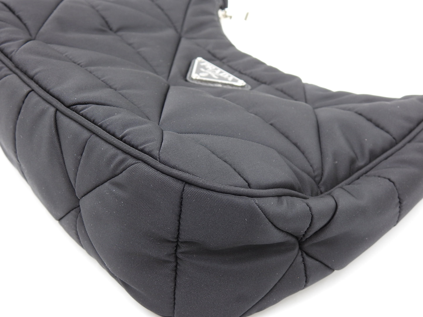 PRADA Padded Quilting Re-Nylon Crossbody Shoulder Bag Black 1BC151