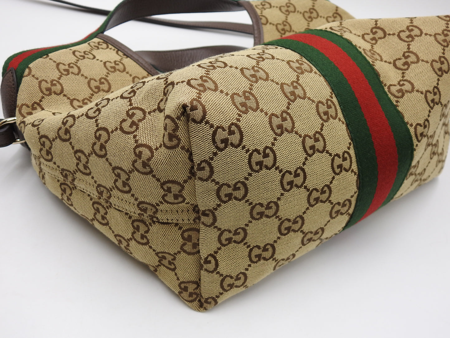 GUCCI GG Canvas Giglio Small Hobo Tote Shoulder Bag Beige Brown 860845