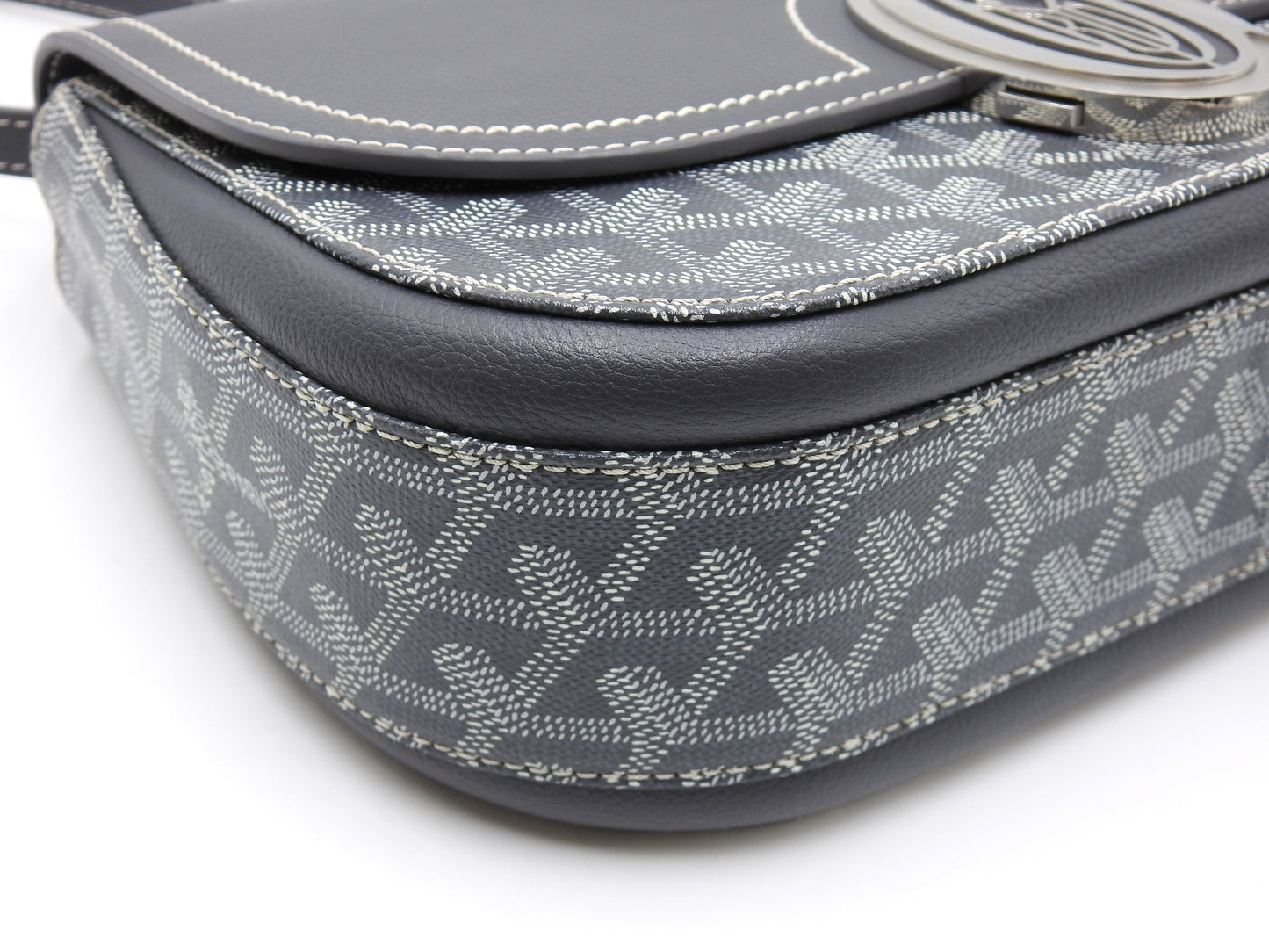 GOYARD Goyardine Sac 233 PM Shoulder Bag PVC Leather Grey Silver