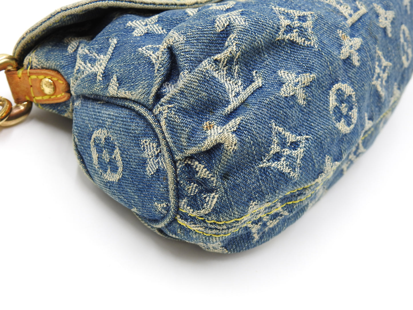 LOUIS VUITTON Mini Pleaty Monogram Denim Shoulder Hand Bag Blue M95050