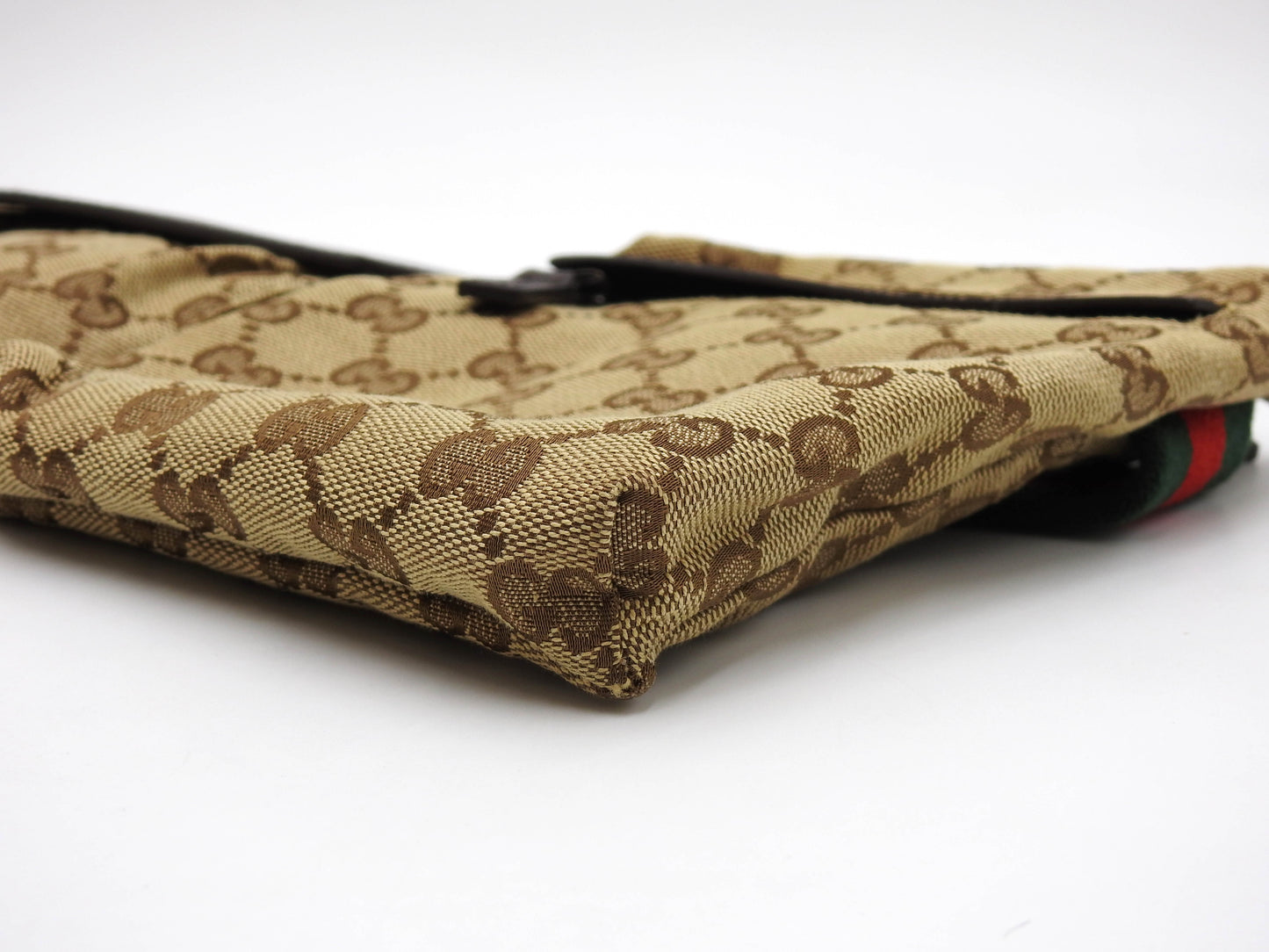 GUCCI GG Canvas Web Waist Body Belt Bag Leather Beige Brown 28566