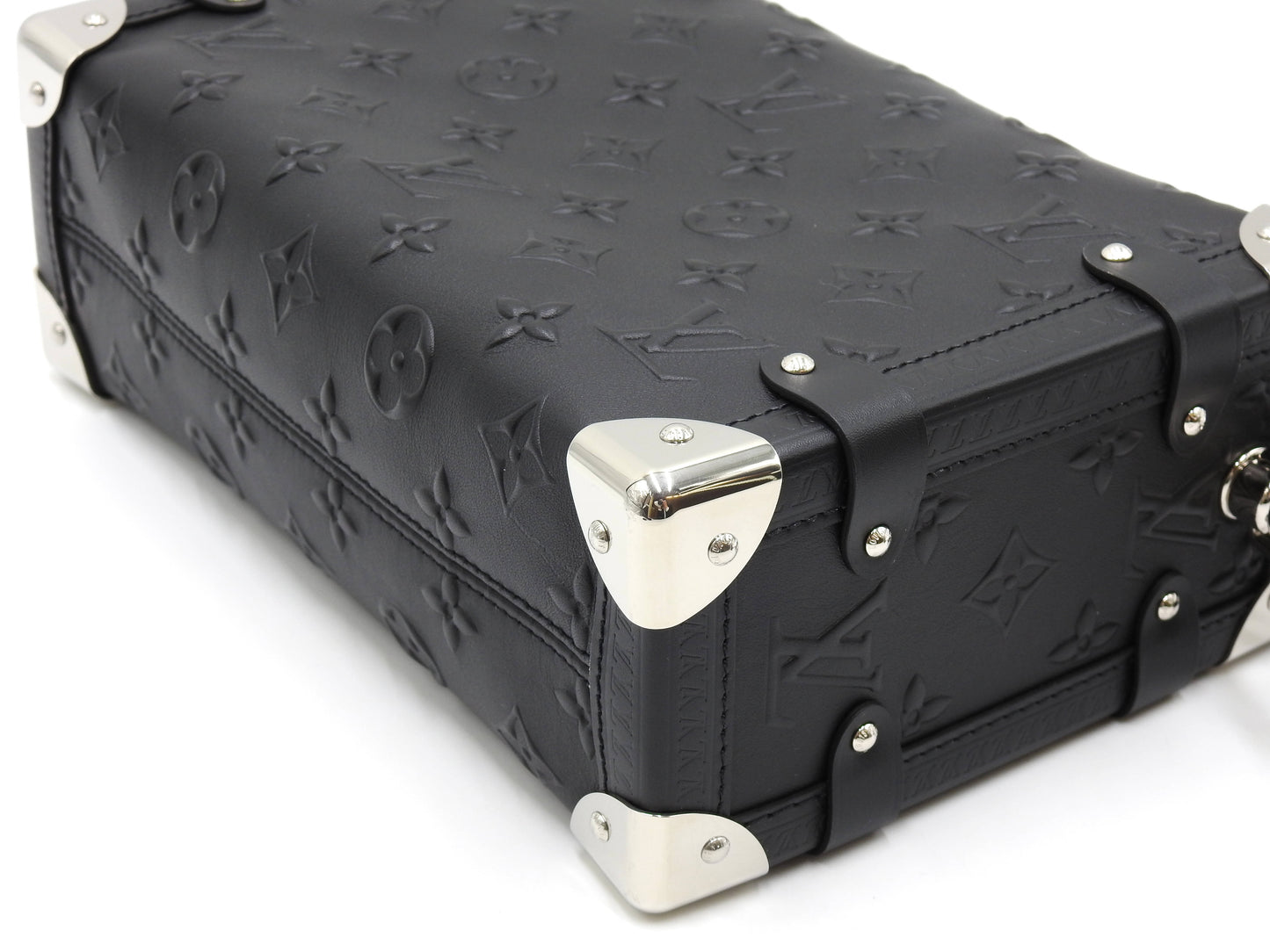 LOUIS VUITTON Monogram Seal Side Trunk 2way Shoulder Hand Bag Black M21709