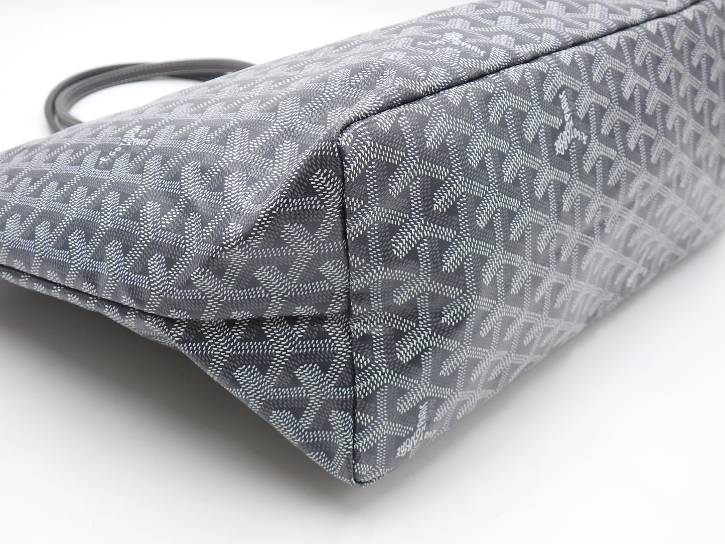 GOYARD Saint Louis PM Shoulder Tote Bag PVC Leather Grey with Pouch