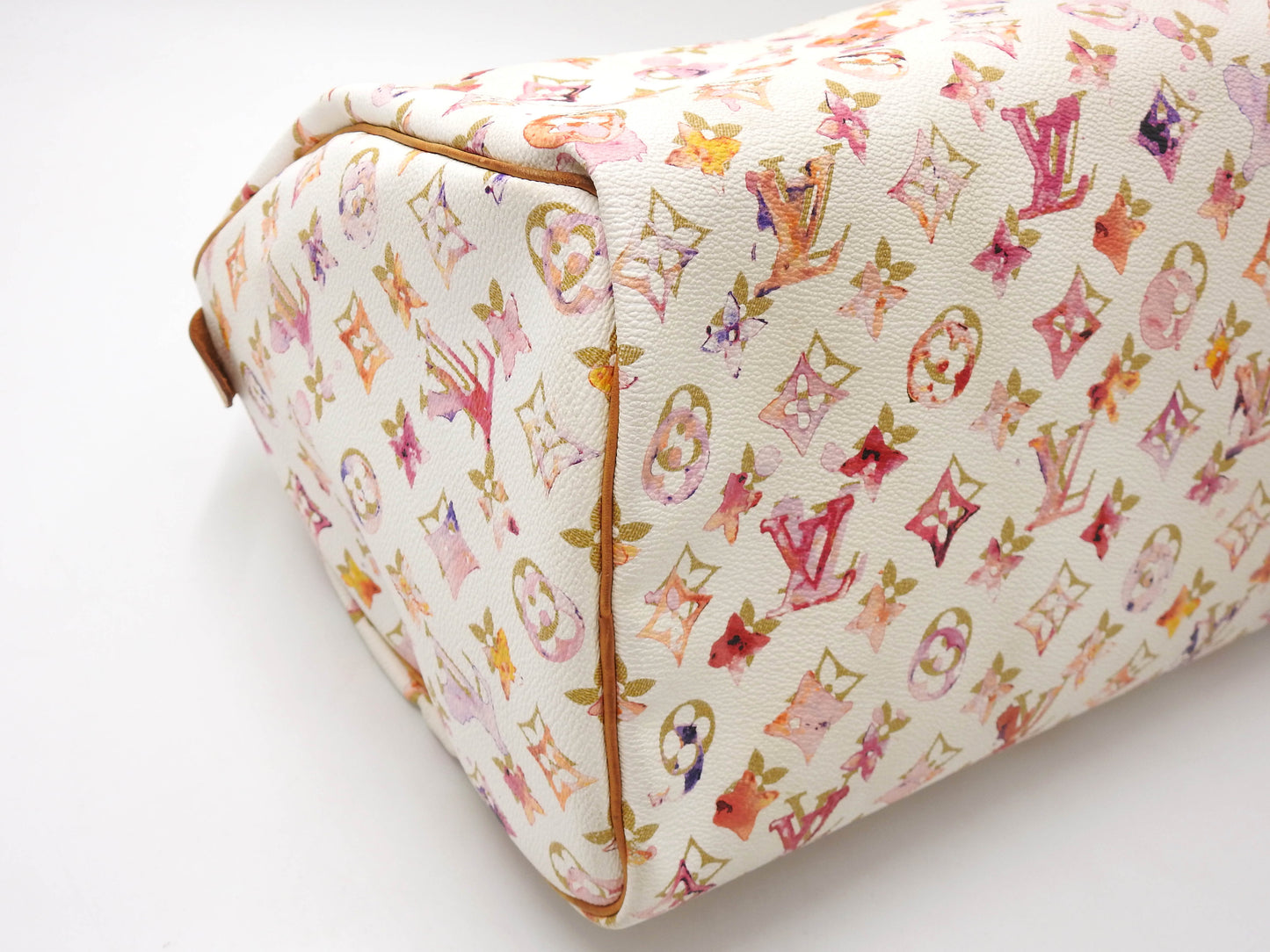 LOUIS VUITTON Watercolor Monogram Speedy 35 White Boston Hand Bag M95752
