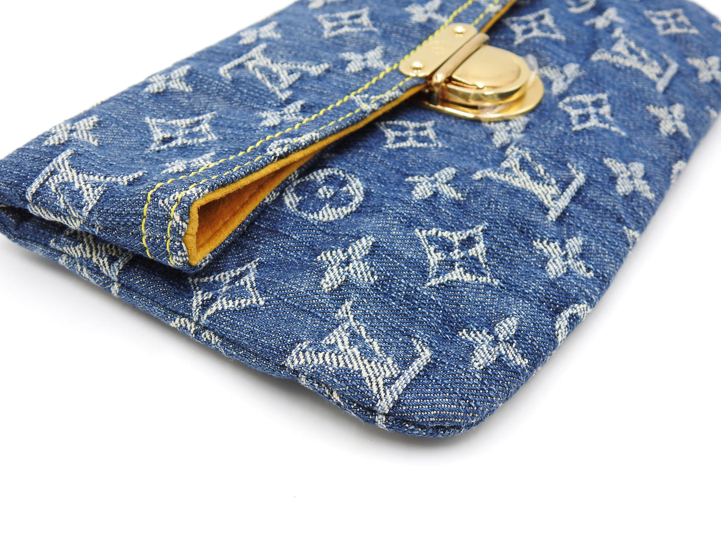 LOUIS VUITTON Monogram Denim Pochette Pratt Clutch Second Bag M95007