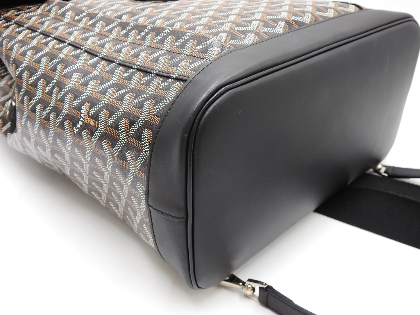 GOYARD Goyardine ALPIN Backpack Bag MM PVC Canvas Leather Black