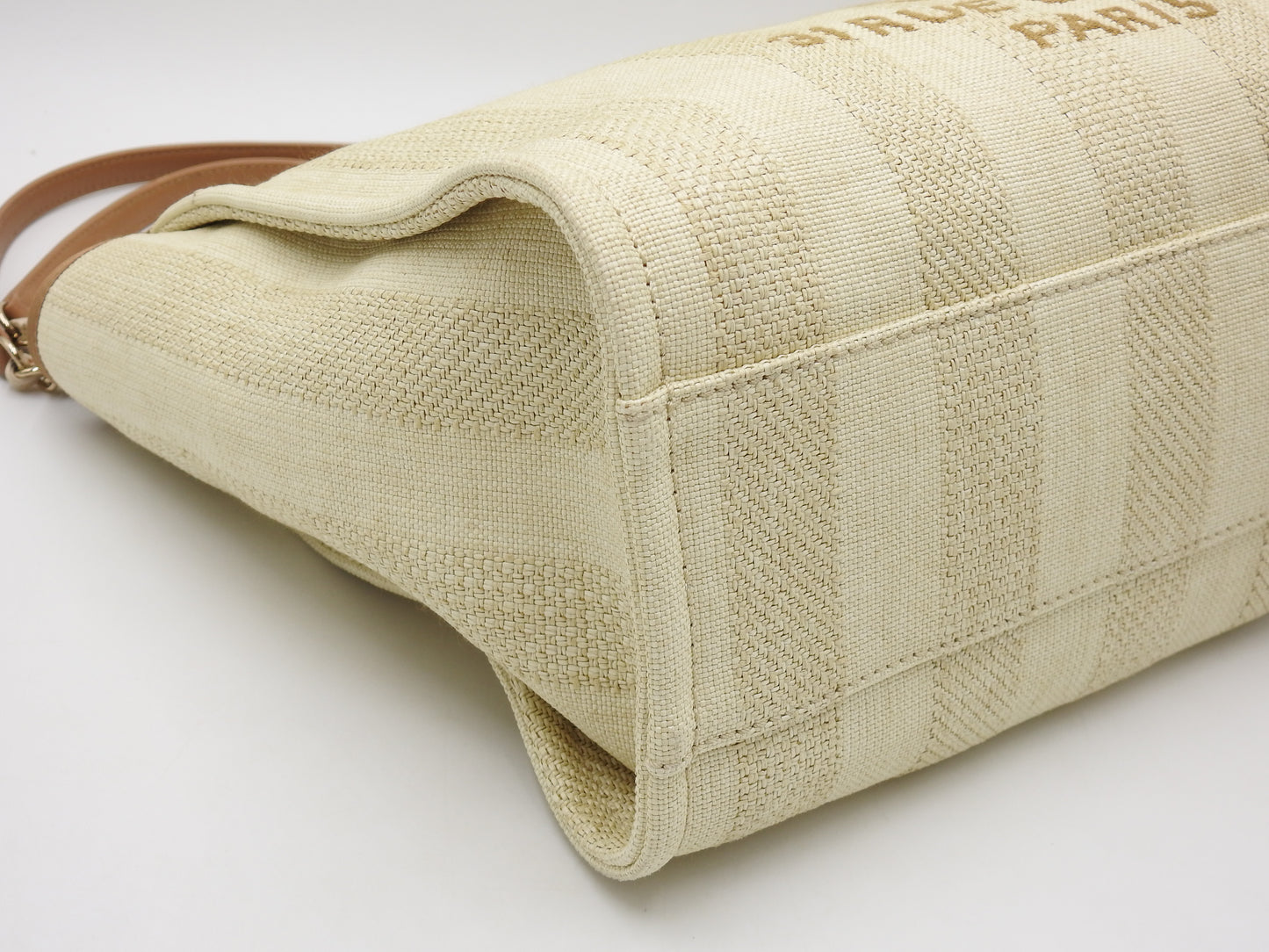 CHANEL Deauville MM Chain Tote Shoulder Bag Straw Canvas Beige Brown A67001