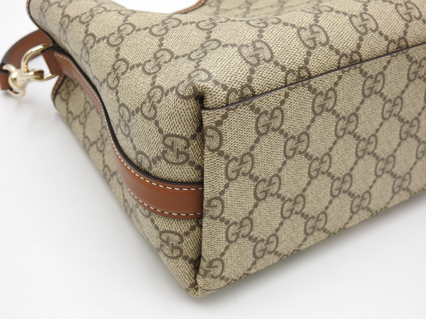 GUCCI GG Emblem Supreme Small Bucket Bag 2way Shoulder Bag Brown 815118