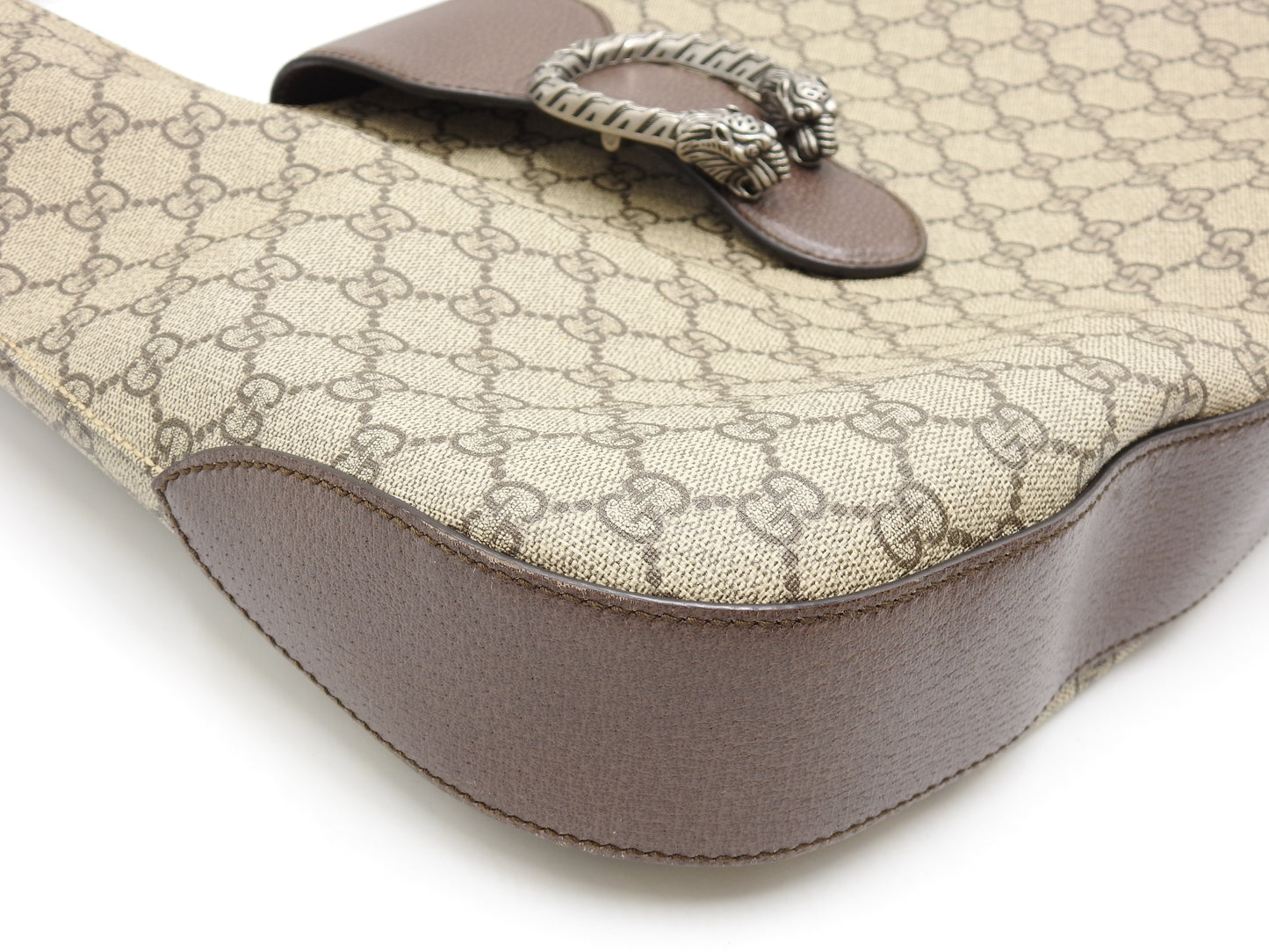 GUCCI Dionysus GG Supreme Medium Hobo Shoulder Bag PVC Beige Brown 446687