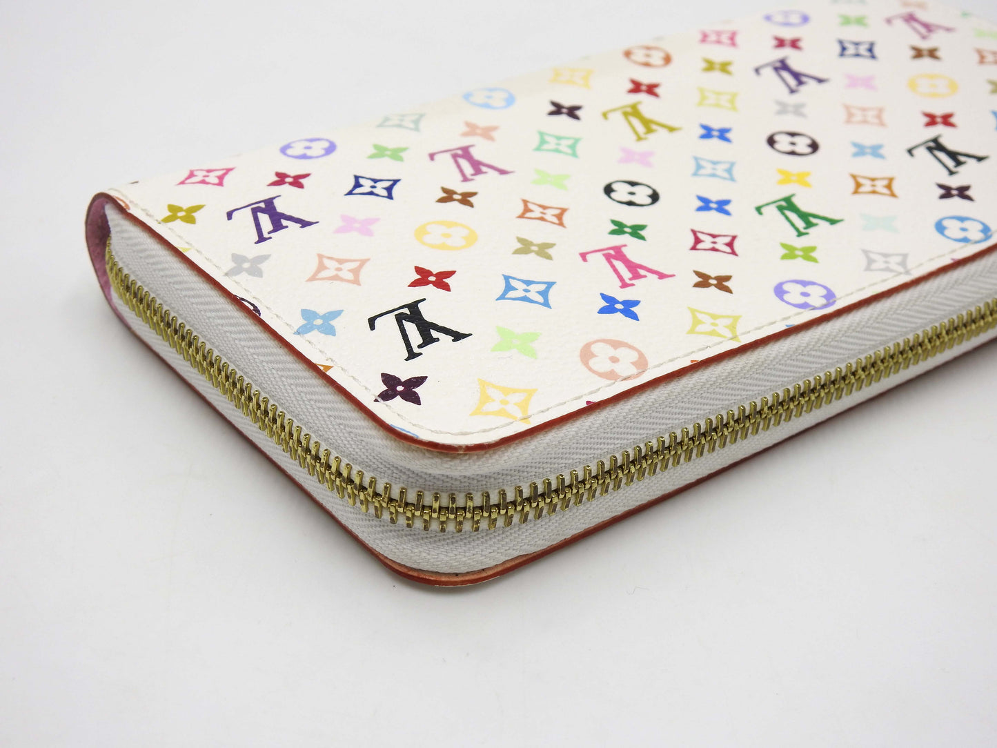LOUIS VUITTON Monogram Multicolor Zip Around Long Wallet White M60241