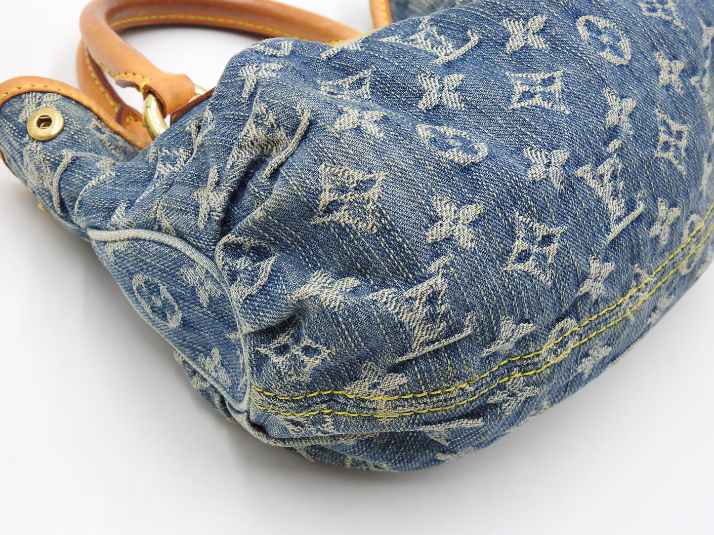 LOUIS VUITTON Pleaty Monogram Denim Hand Bag Shoulder Bag Blue M95020