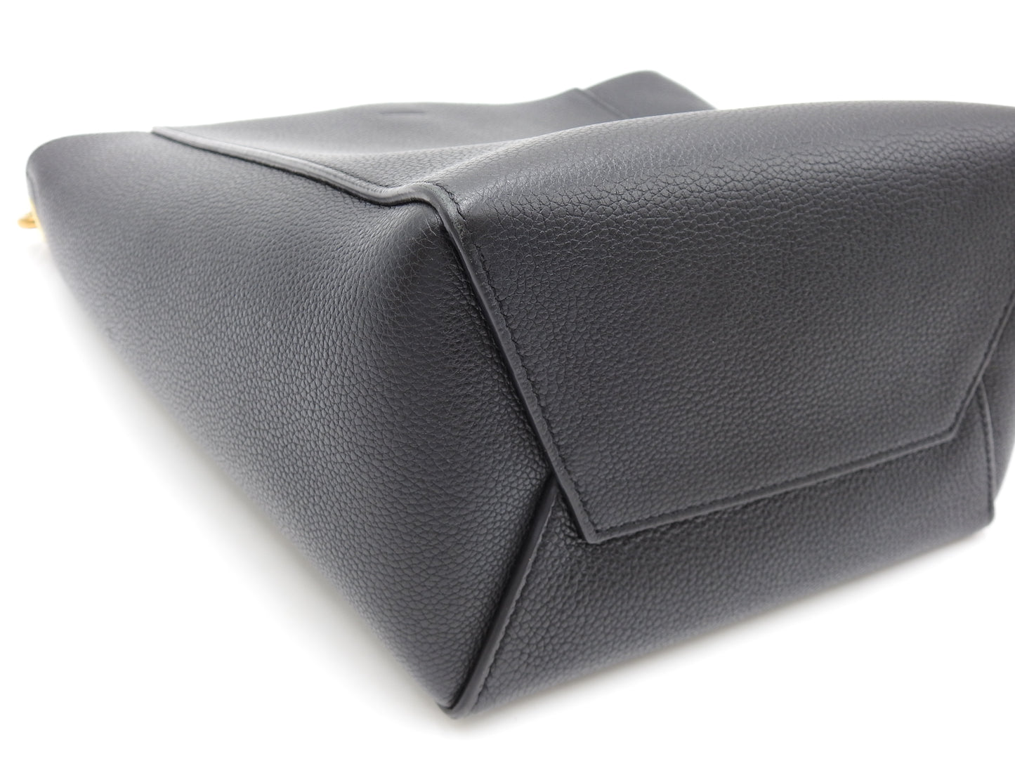 CELINE Small Sangle Bucket Shoulder Bag Soft Grained Calfskin Black