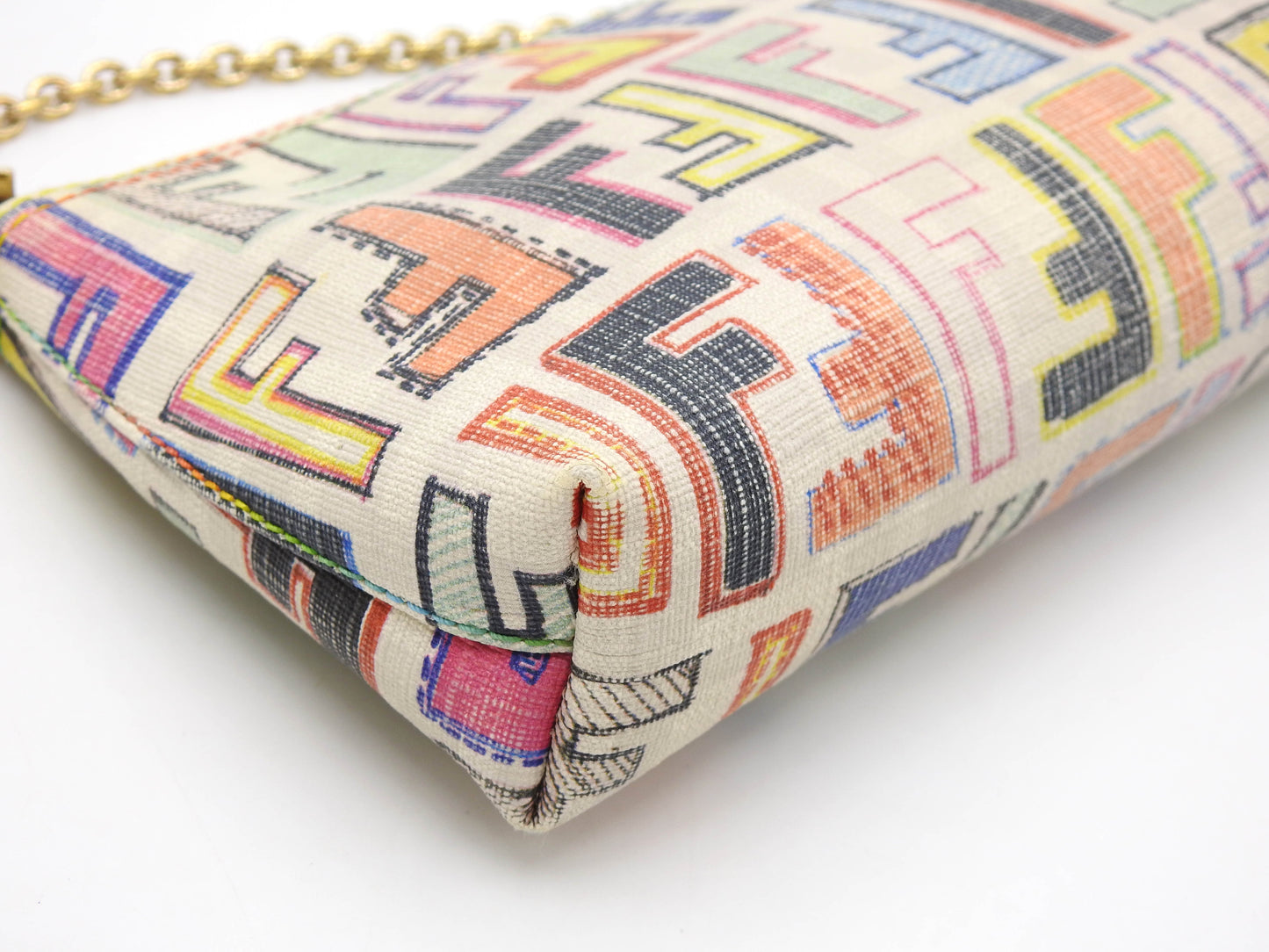 FENDI Zucca Chain Bag Pochette Accessories Pouch PVC White 8BR592