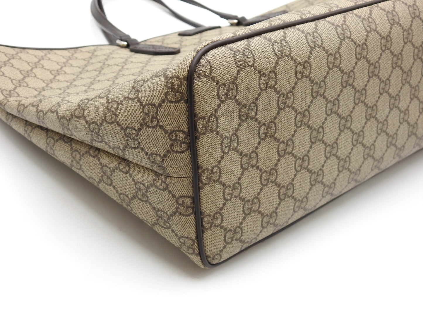 GUCCI GG Supreme Leather Large Tote Bag Monogram Beige Brown 406403