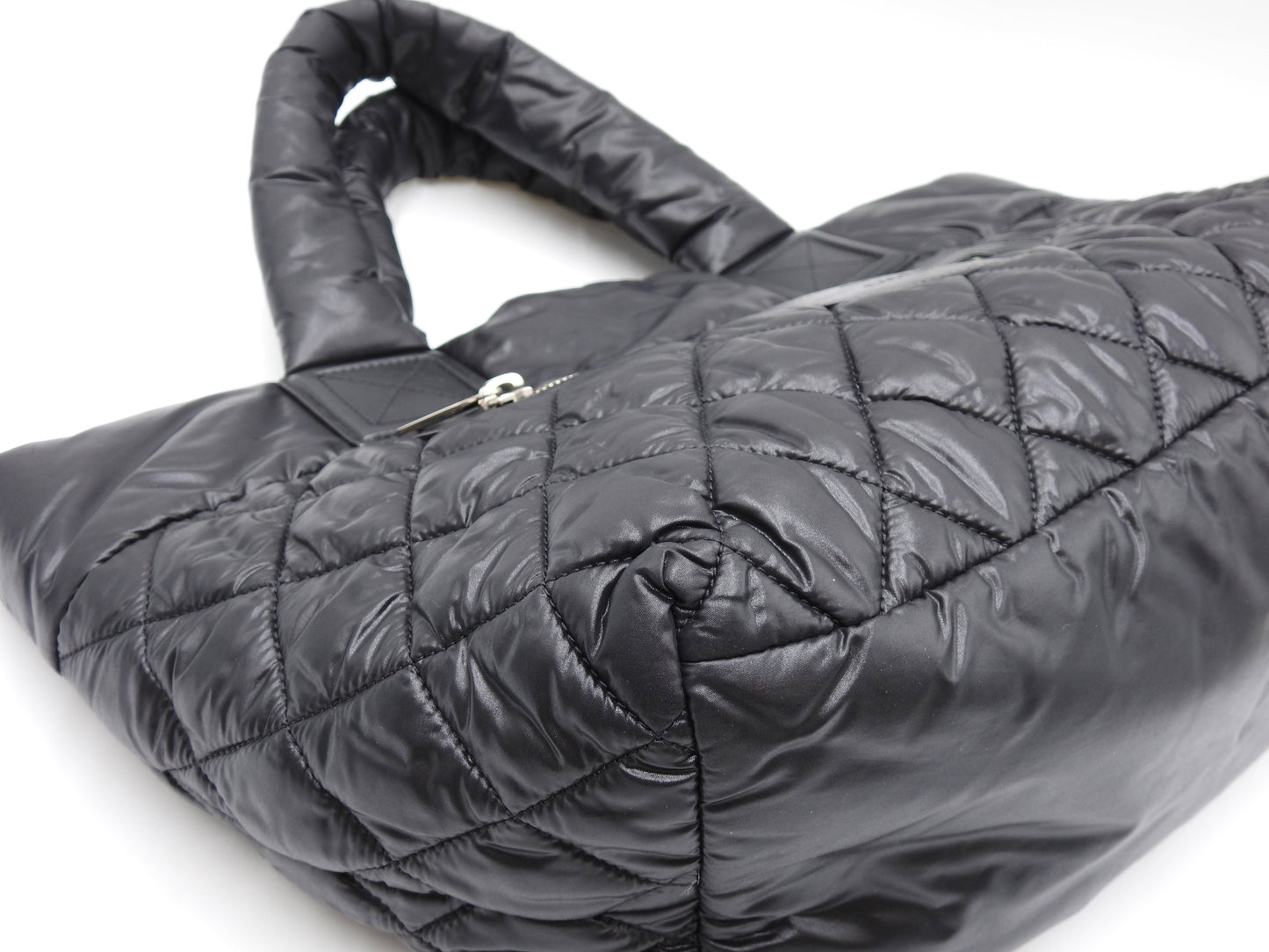 CHANEL Coco Cocoon PM Small Tote Bag Hand Bag Quilting Nylon Black A48610