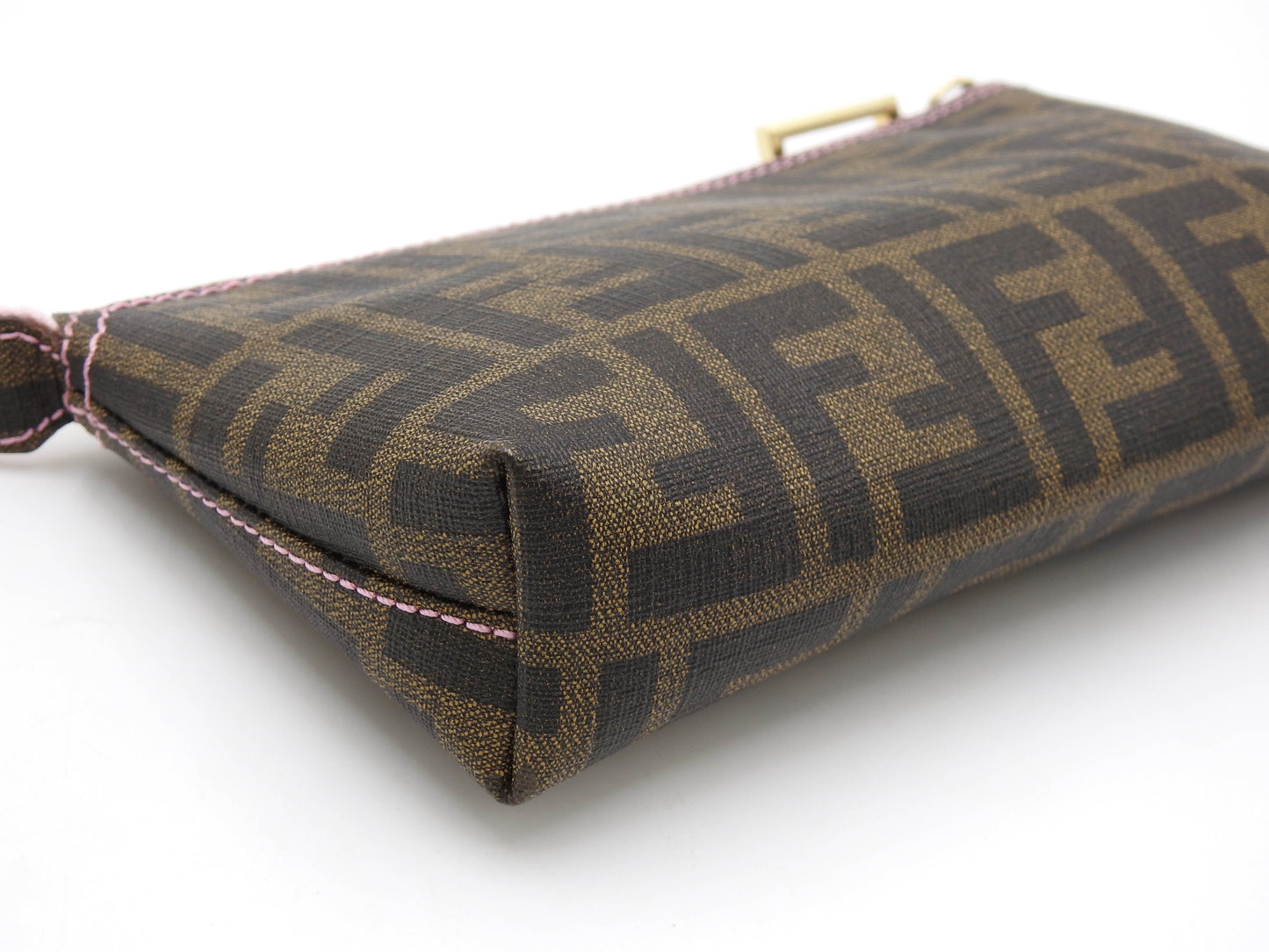 FENDI Zucca Chain Bag Pochette Accessories Pouch PVC 8BR592 Khaki