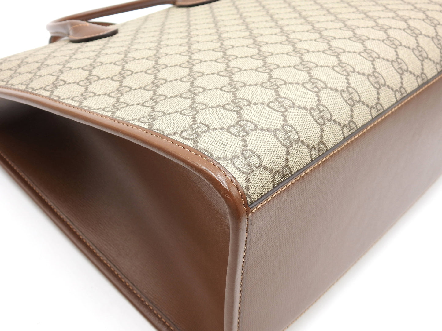 GUCCI Interlocking GG Supreme Medium 2way Tote Bag Beige Brown 674148