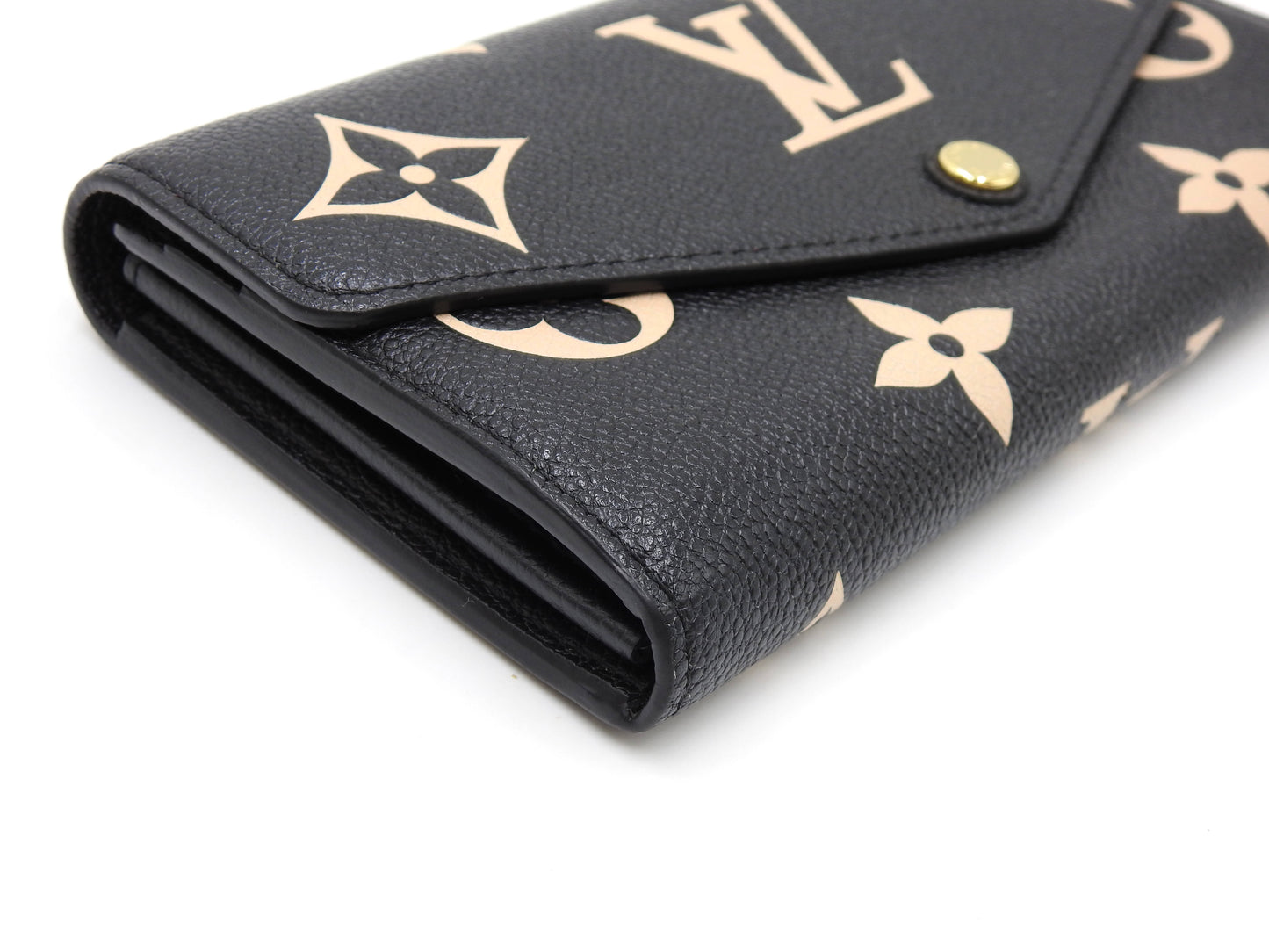 LOUIS VUITTON Monogram Empreinte Giant Sarah Wallet Black Beige M80496