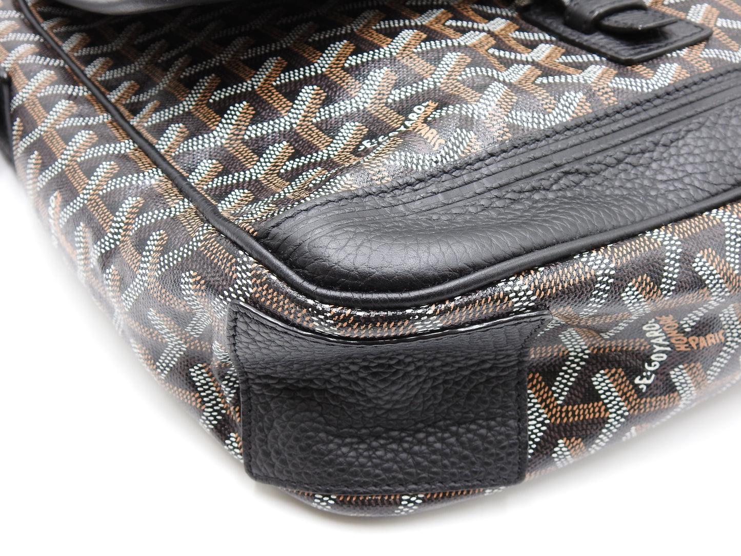 GOYARD Goyardine Grand Bleu MM Shoulder Bag PVC Canvas Leather Black