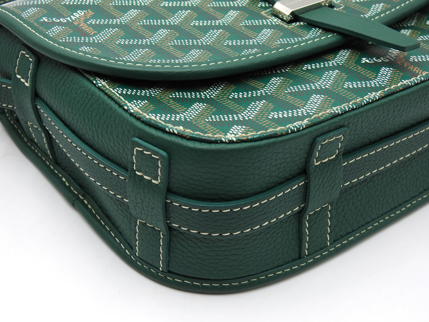 GOYARD Belvedere PM Shoulder Bag PVC Canvas Leather Green