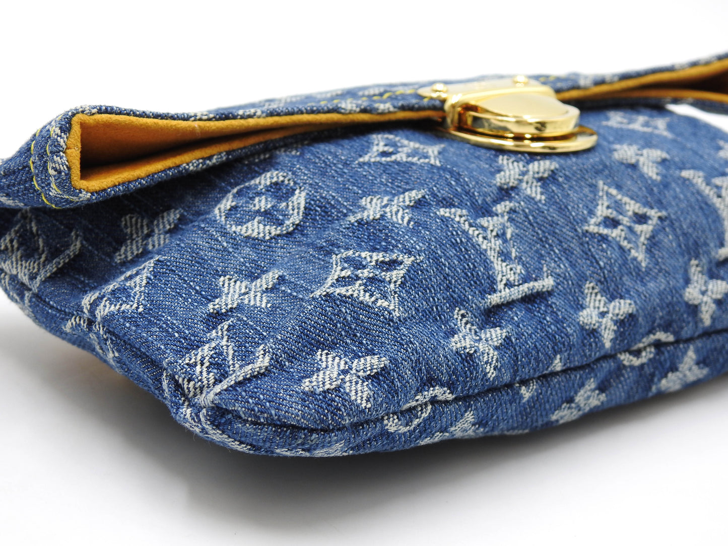 LOUIS VUITTON Monogram Denim Pochette Pratt Clutch Second Bag M95007