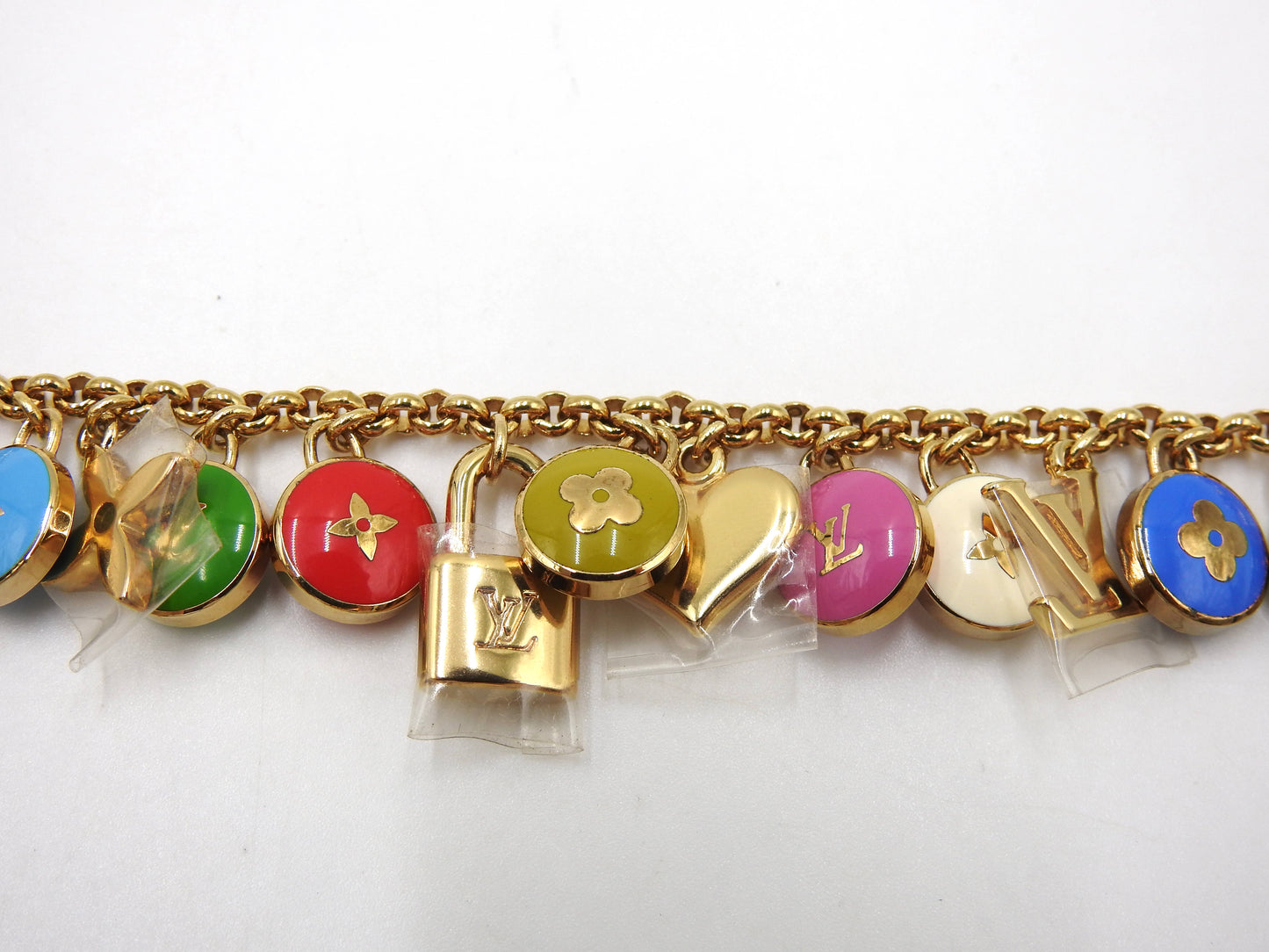 LOUIS VUITTON Porte Cles Chaine Pastille Bag Charm Key Holder Gold M65380