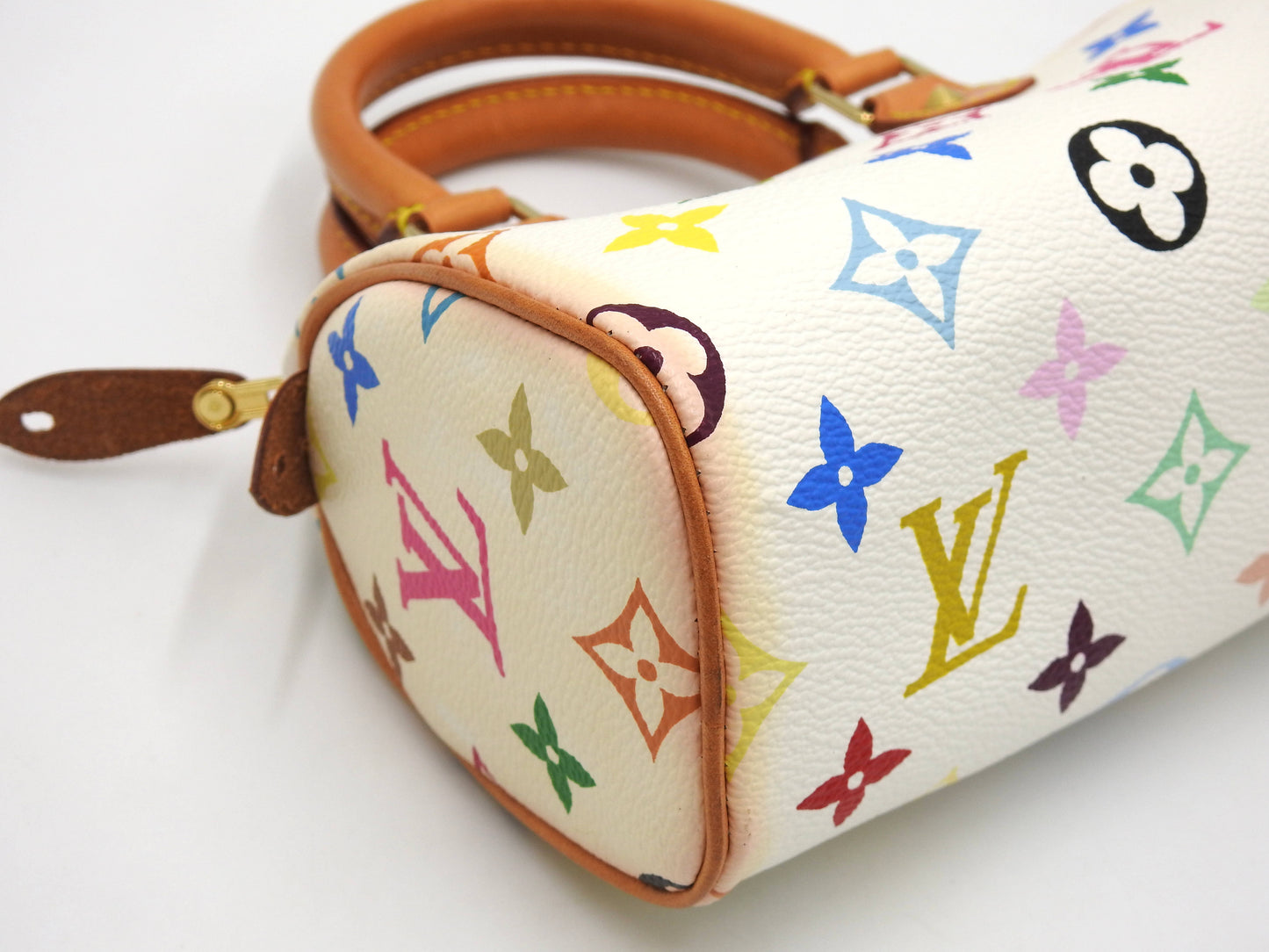 LOUIS VUITTON Monogram Mini Speedy Hand Bag Multicolor Bron White M92645
