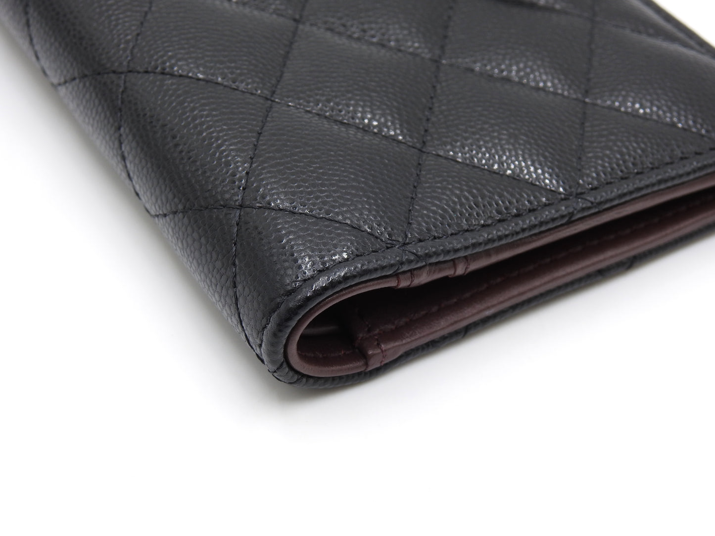 CHANEL CC Matelasse Passport Case Holder Wallet Caviarskin Black AP3791