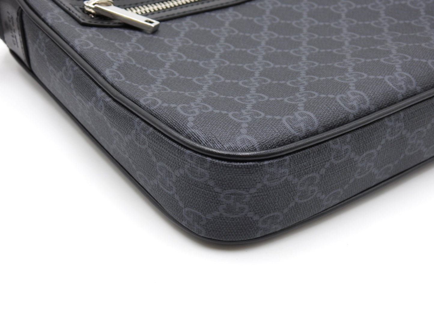 GUCCI GG Supreme Small Messenger Shoulder Bag PVC Leather Black 792082