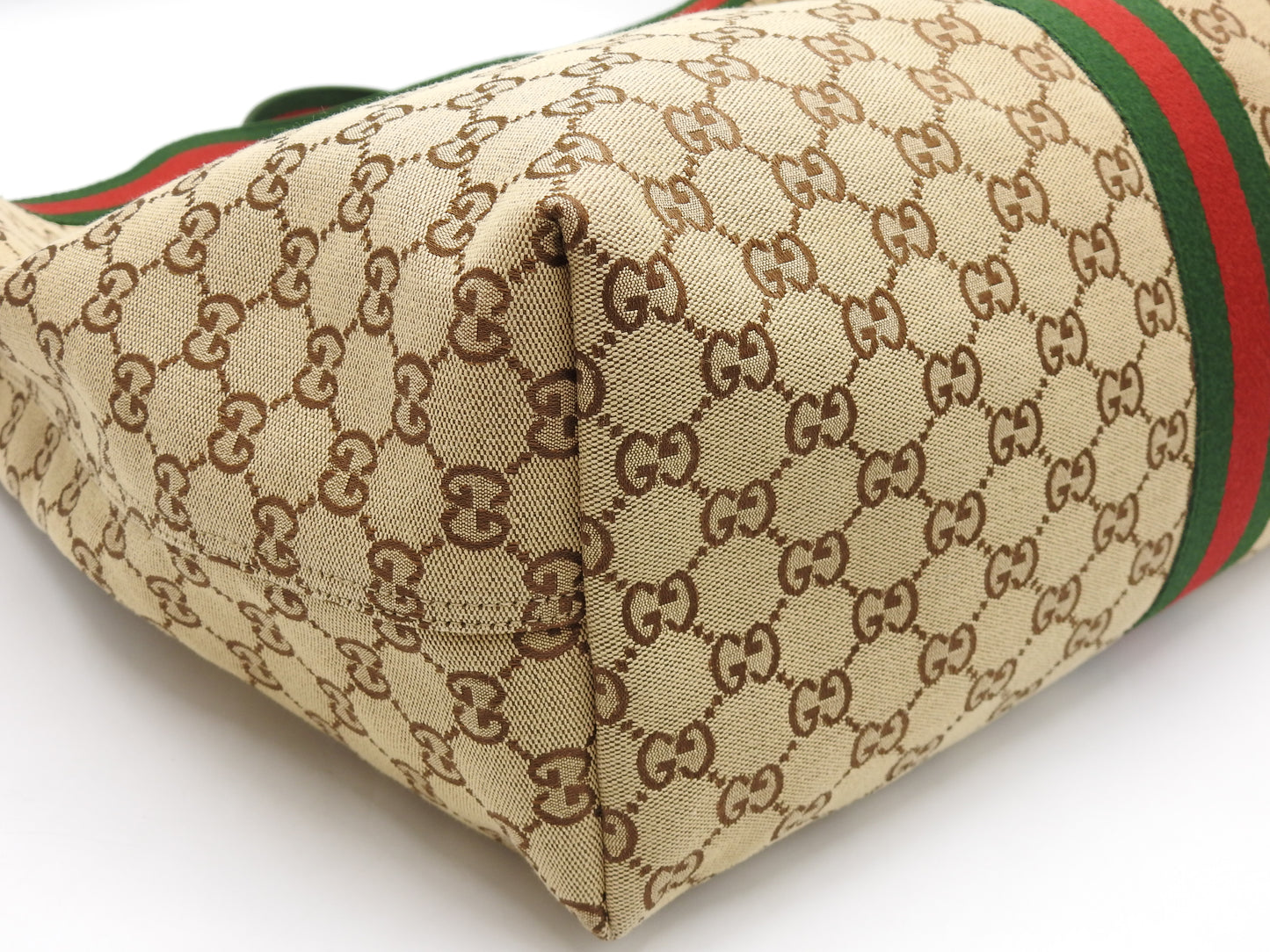 GUCCI GG Canvas Giglio Large Hobo Tote Shoulder Bag Beige Brown 853971