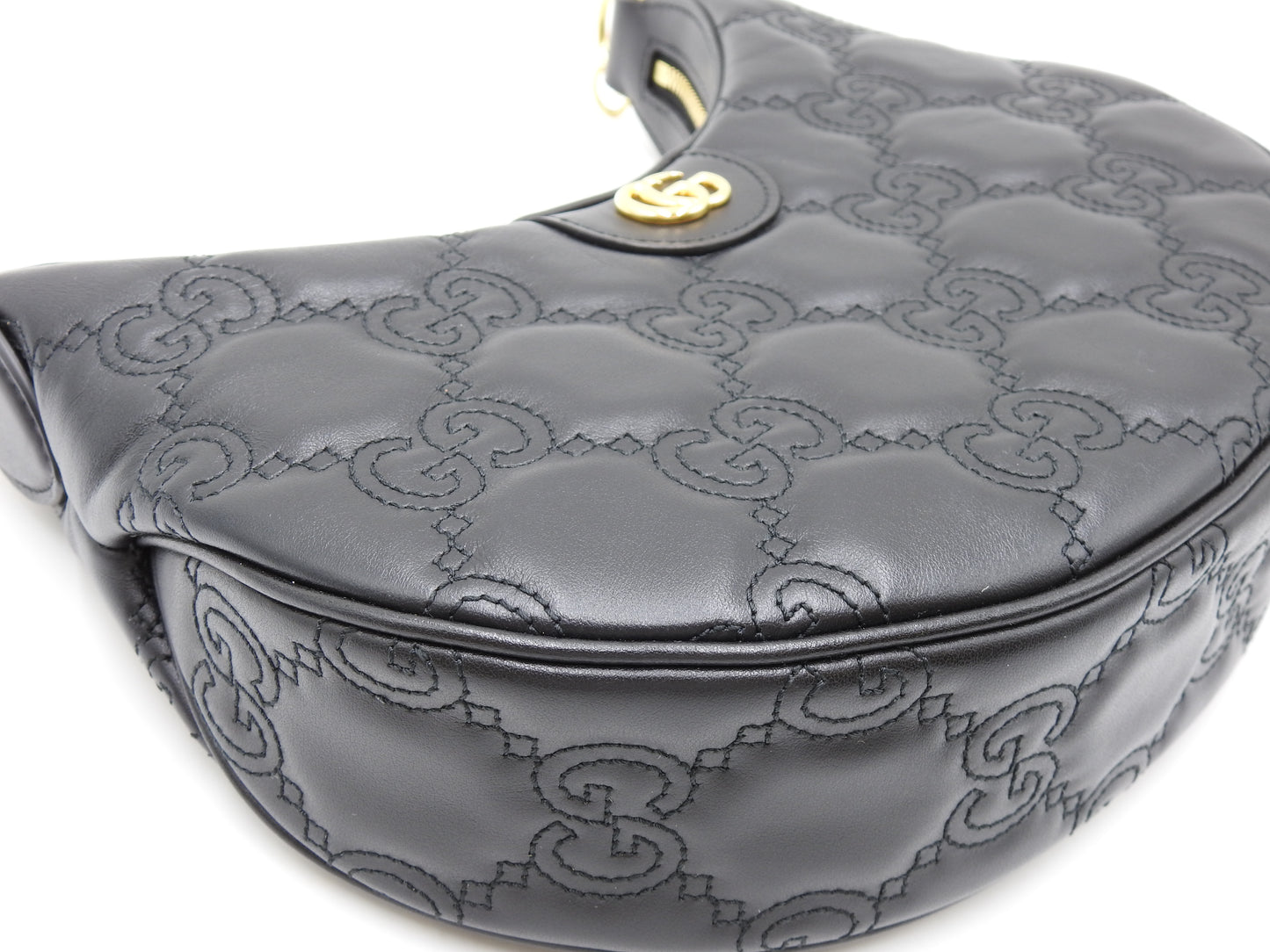 GUCCI GG Matelasse Small Hobo Chain Shoulder Bag Leather Black 739709