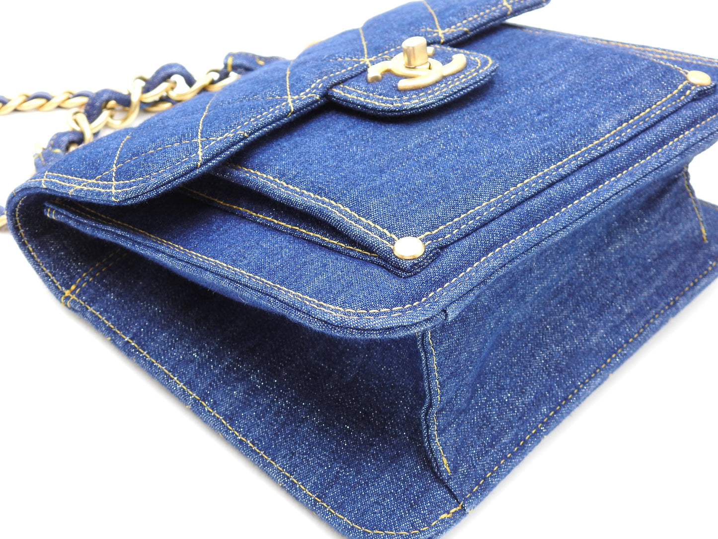 CHANEL Matelasse Double You Flap 2way Chain Shoulder Hand Bag Denim AS4051