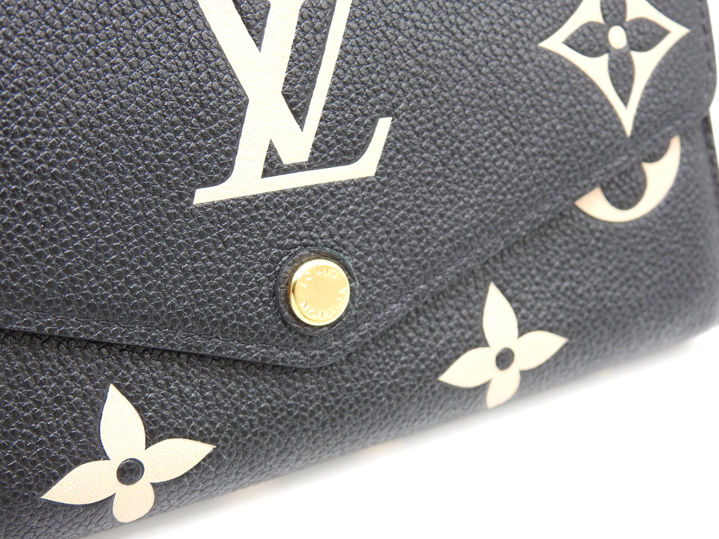 LOUIS VUITTON Monogram Empreinte Giant Sarah Wallet Black Beige M80496