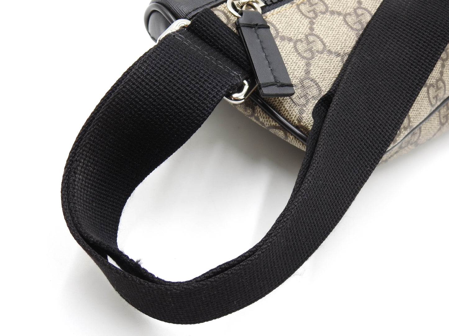 GUCCI GG Supreme Waist Body Belt Bag PVC Leather Beige Black Silver 450946