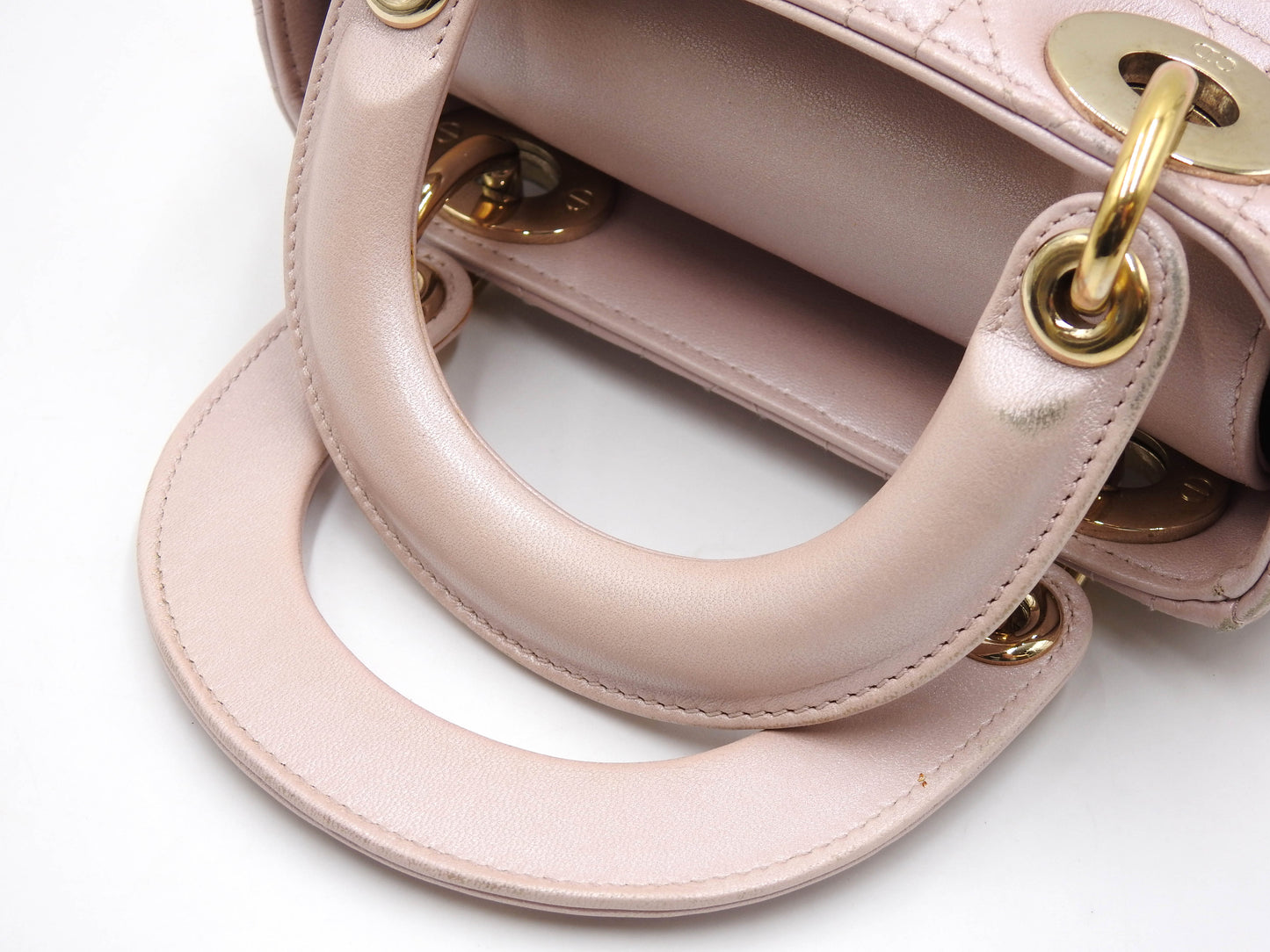 Christian Dior Lady Dior Mini Cannage Hand Shoulder Bag Lambskin Pink M0505