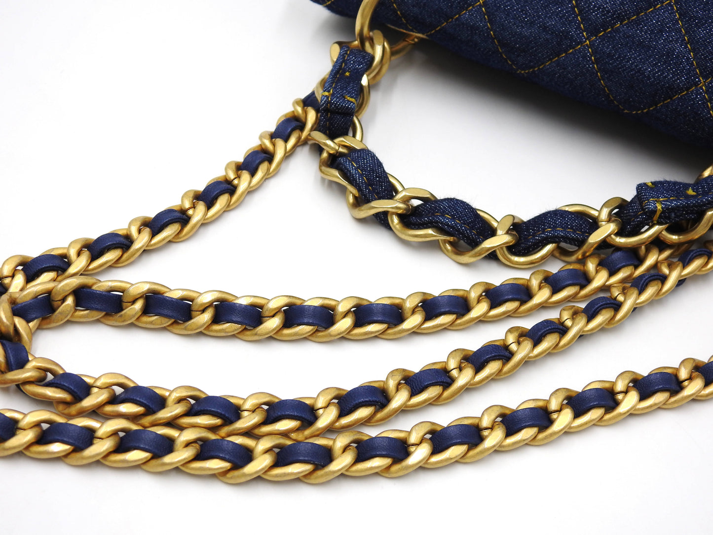 CHANEL Matelasse Double You Flap 2way Chain Shoulder Hand Bag Denim AS4051
