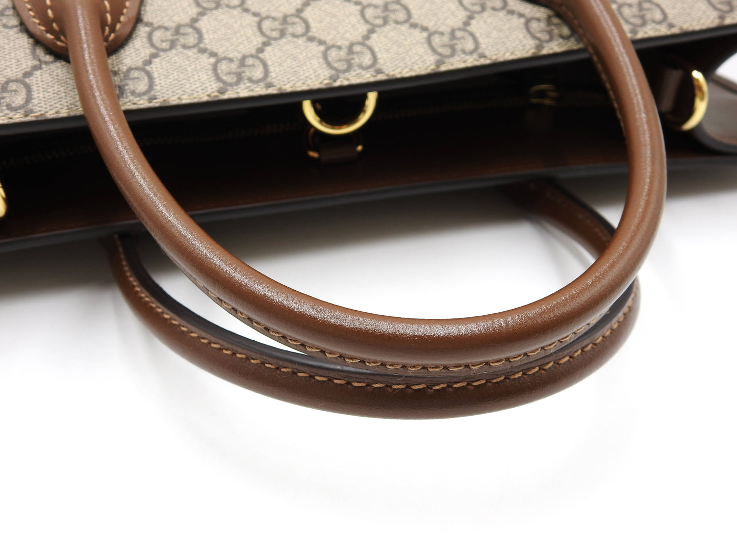 GUCCI Interlocking GG Supreme Medium 2way Tote Bag Beige Brown 674148