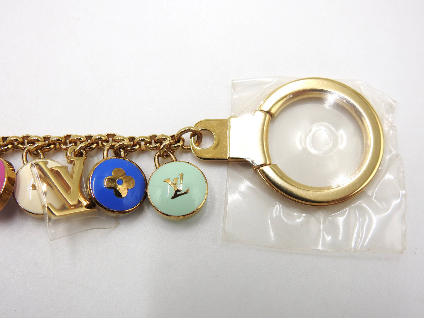 LOUIS VUITTON Porte Cles Chaine Pastille Bag Charm Key Holder Gold M65380