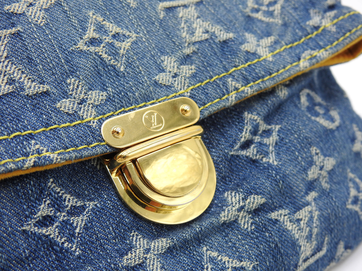 LOUIS VUITTON Monogram Denim Pochette Pratt Clutch Second Bag M95007