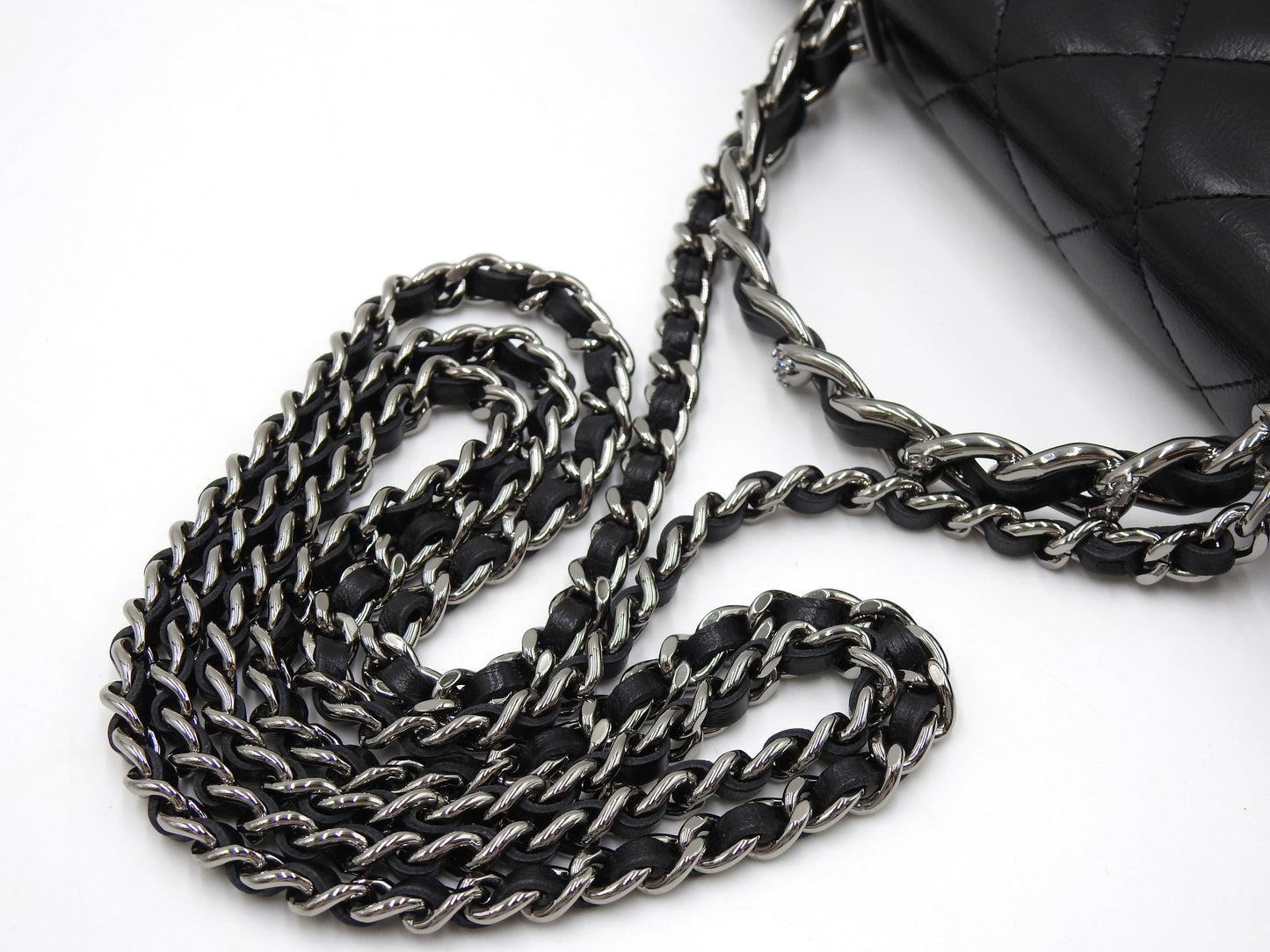 CHANEL CC Matelasse Wallet On Chain Shoulder Bag Crumple Calfskin AP3645