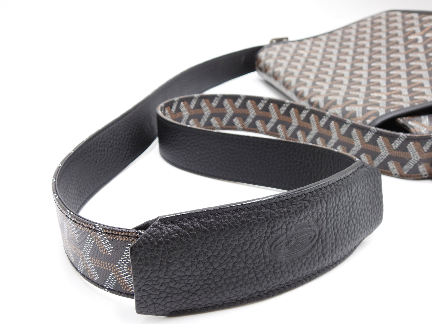 GOYARD Goyardine Grand Bleu MM Shoulder Bag PVC Canvas Leather Black