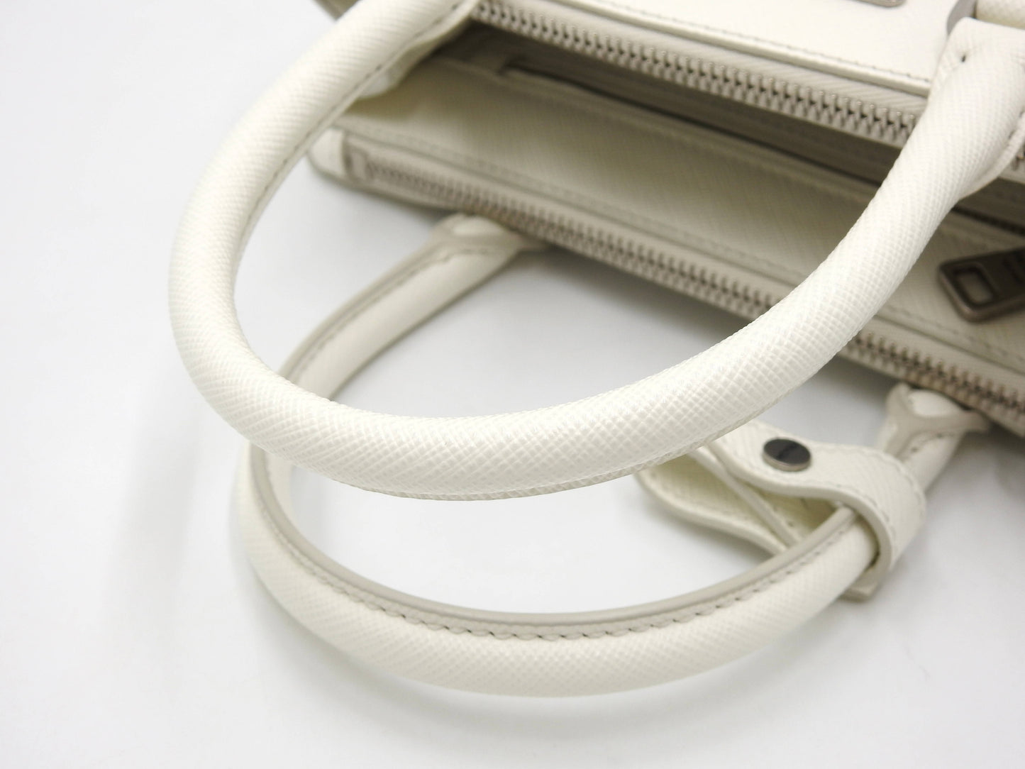 PRADA Galleria Mini Shoulder Hand Bag SAFFIANO LUX Leather White 1BA906