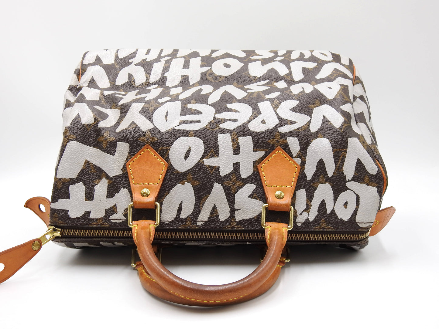 LOUIS VUITTON Monogram Graffiti Speedy 30 Hand Bag Boston Bag White M92195