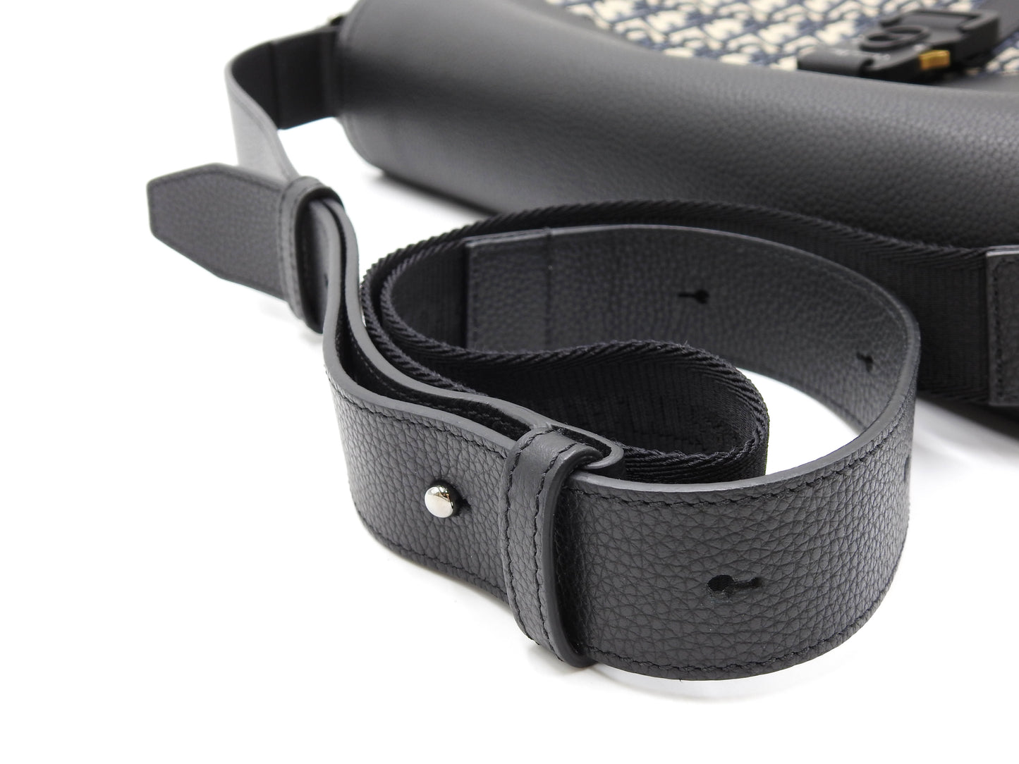 Christian Dior Saddle Messenger Shoulder Bag Oblique Jacquard Canvas Navy