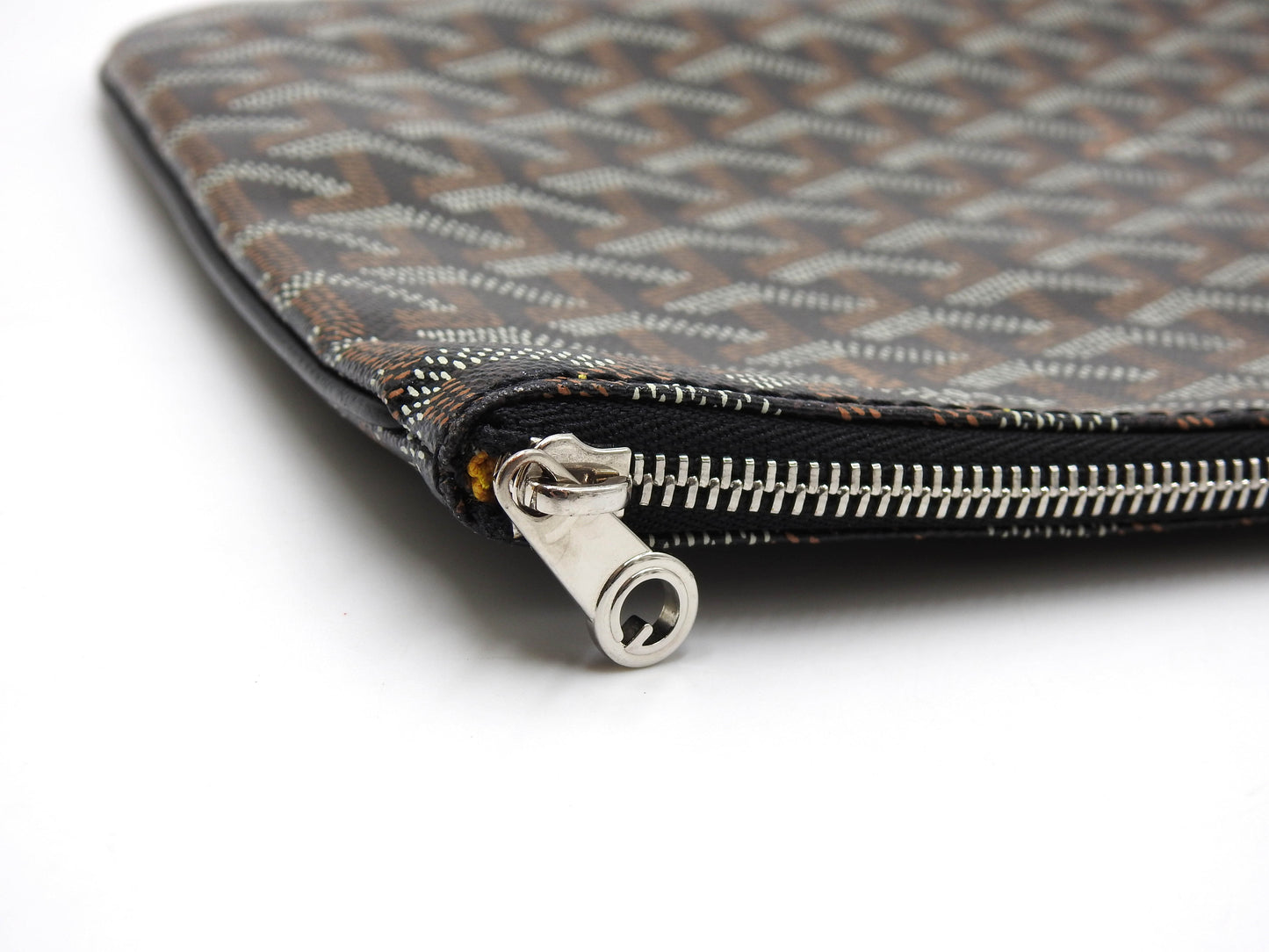 GOYARD POCHETTE SENAT MM Herringbone Clutch Bag Second Bag PVC Black
