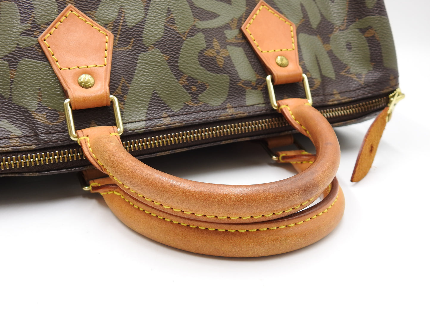 LOUIS VUITTON Monogram Graffiti Speedy 30 Hand Bag Boston Bag Khaki M92194