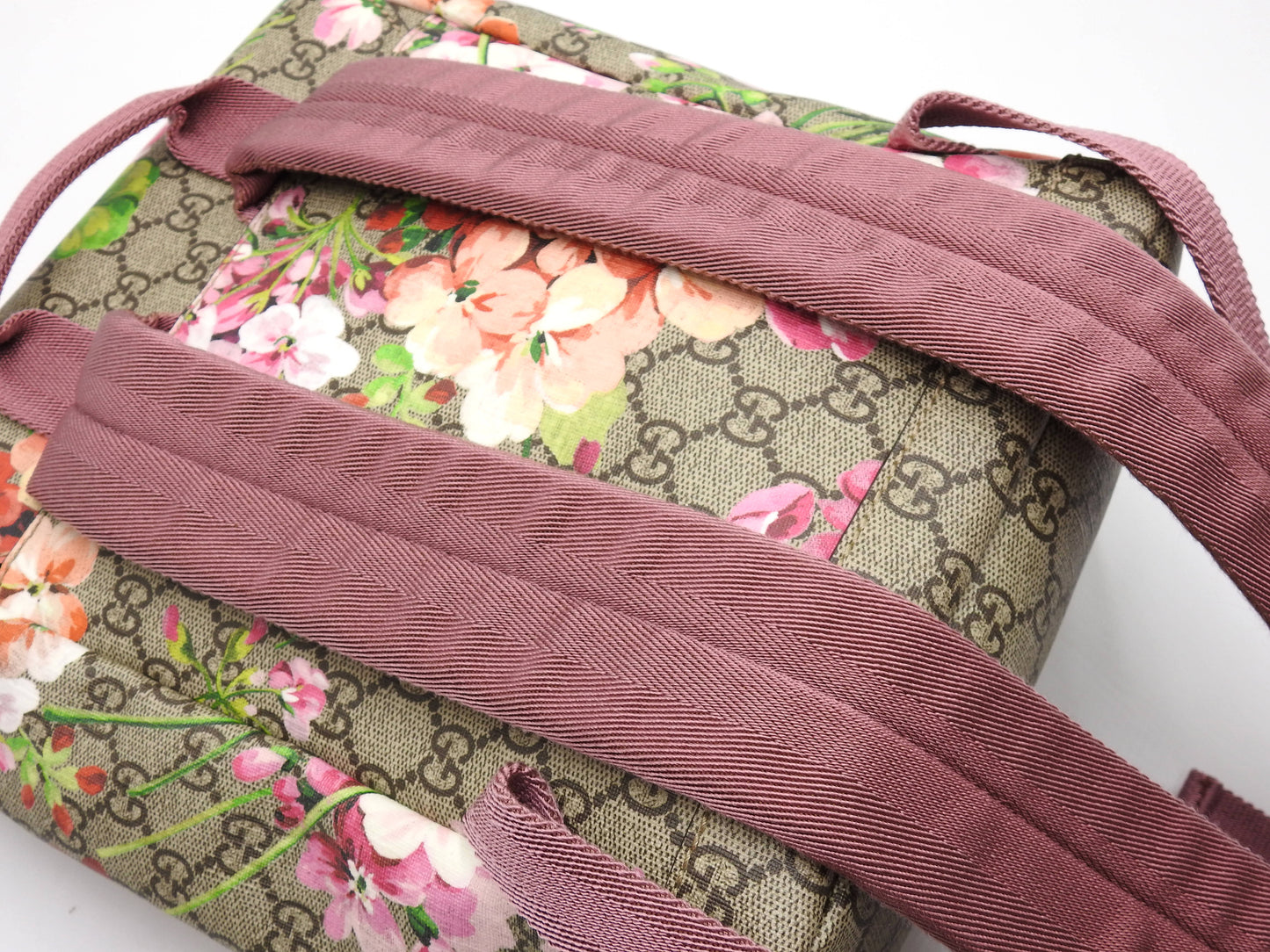 GUCCI GG Blooms Supreme Backpack Bag PVC Pink Red Beige 410544
