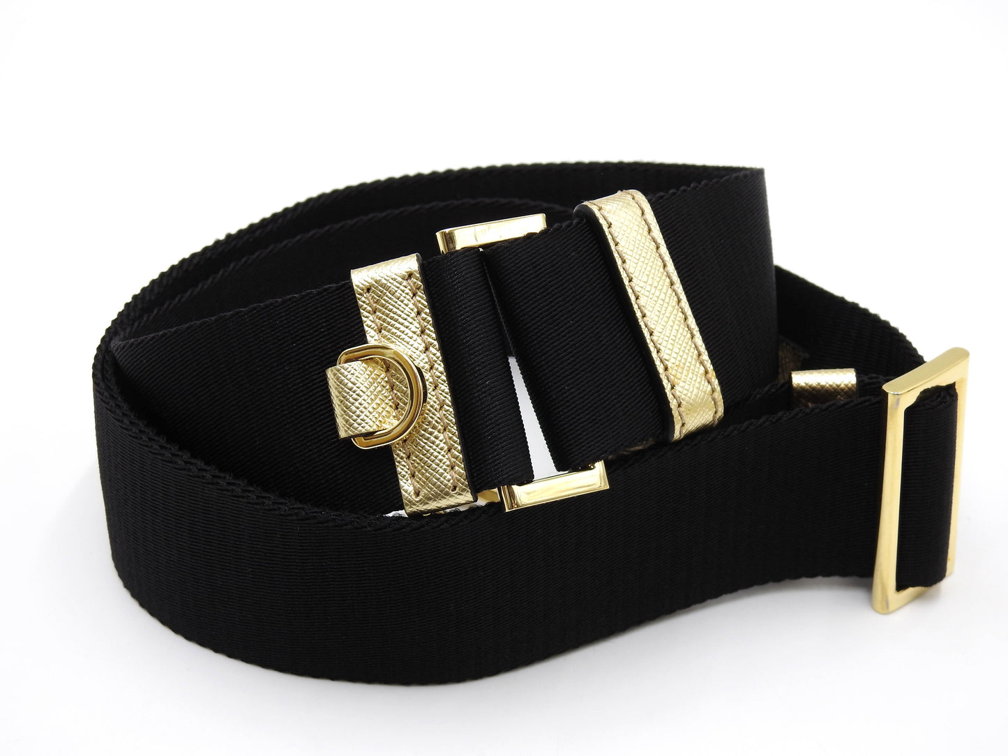 PRADA SAFFIANO TRAVEL SMALL BRIQUE Shoulder Bag Leather Gold 2VH070